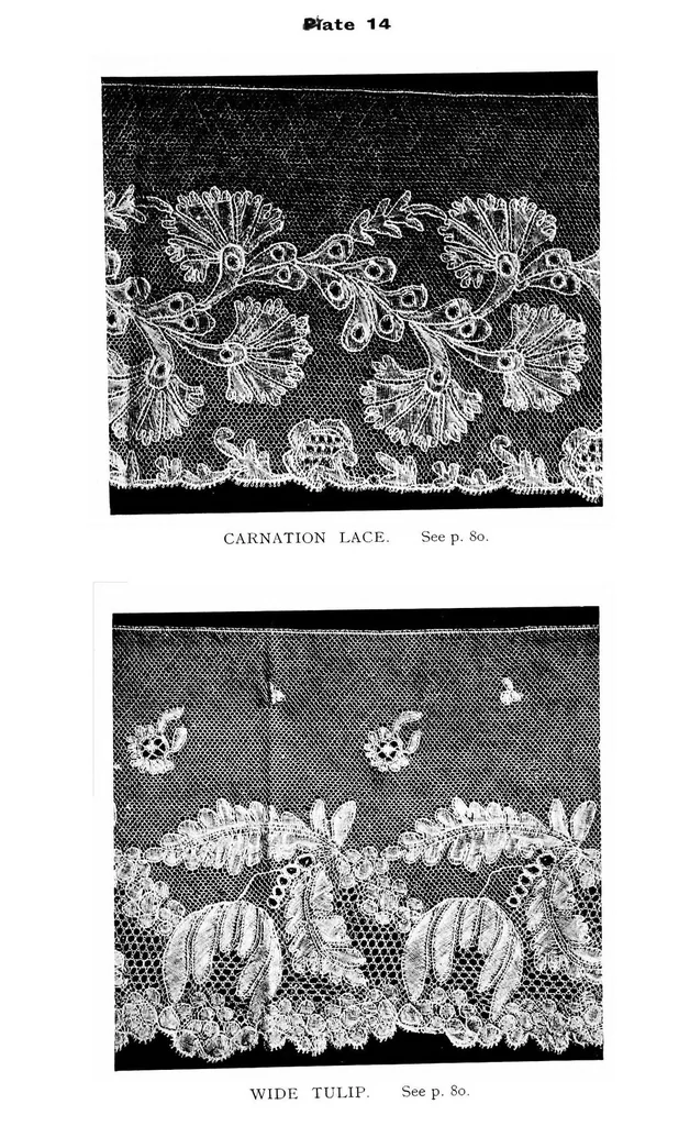An illustration from The romance of the lace pillow; being the history of lace-making in Bucks, Beds, Northants and neighbouring counties, together with some account of the lace industries of Devon and Ireland, 1919, leaf 114