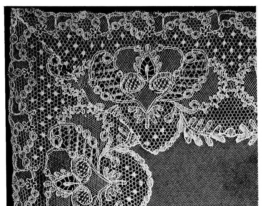 An illustration from The romance of the lace pillow; being the history of lace-making in Bucks, Beds, Northants and neighbouring counties, together with some account of the lace industries of Devon and Ireland, 1919, leaf 148