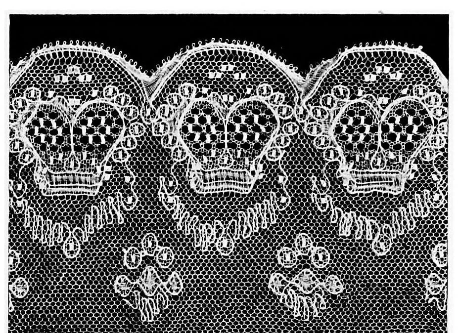 An illustration from The romance of the lace pillow; being the history of lace-making in Bucks, Beds, Northants and neighbouring counties, together with some account of the lace industries of Devon and Ireland, 1919, leaf 172