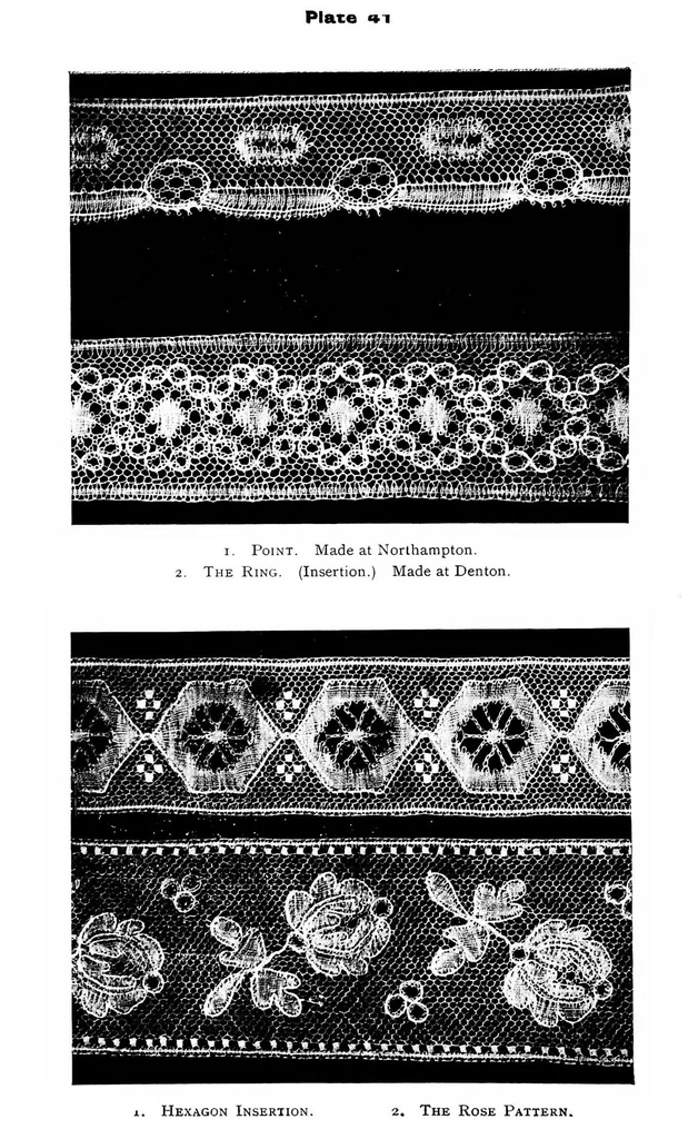 An illustration from The romance of the lace pillow; being the history of lace-making in Bucks, Beds, Northants and neighbouring counties, together with some account of the lace industries of Devon and Ireland, 1919, leaf 285