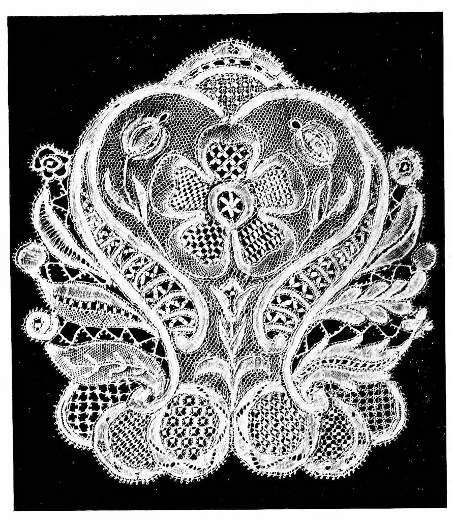An illustration from The romance of the lace pillow; being the history of lace-making in Bucks, Beds, Northants and neighbouring counties, together with some account of the lace industries of Devon and Ireland, 1919, leaf 301