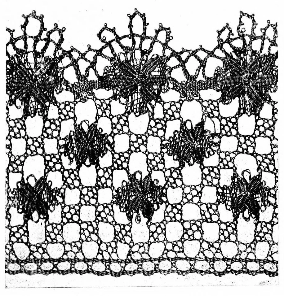 An illustration from The romance of the lace pillow; being the history of lace-making in Bucks, Beds, Northants and neighbouring counties, together with some account of the lace industries of Devon and Ireland, 1919, leaf 320