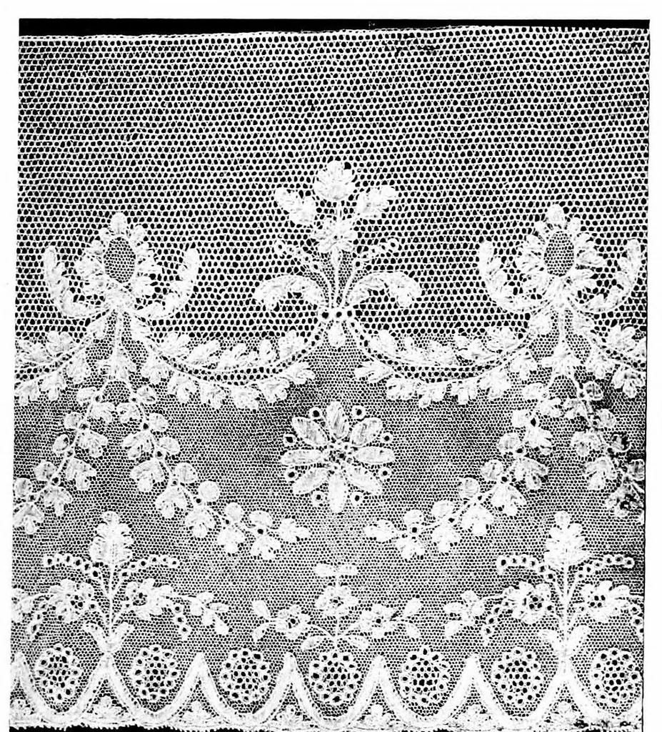 An illustration from The romance of the lace pillow; being the history of lace-making in Bucks, Beds, Northants and neighbouring counties, together with some account of the lace industries of Devon and Ireland, 1919, leaf 78