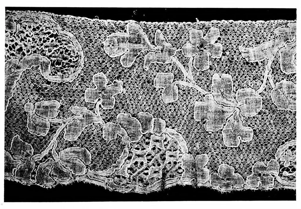 An illustration from The romance of the lace pillow; being the history of lace-making in Bucks, Beds, Northants and neighbouring counties, together with some account of the lace industries of Devon and Ireland, 1919, leaf 96