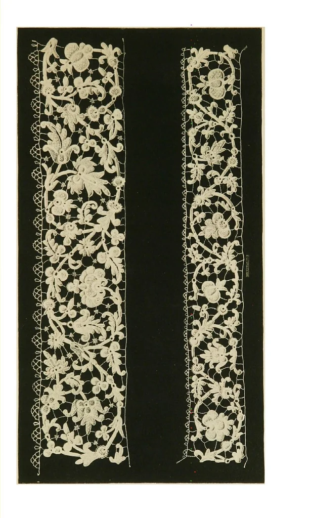 An illustration from A renascence of the Irish art of lace-making. Illustrated by photographic reproductions of Irish laces, made from new and specially designed patterns, 1888, leaf 24