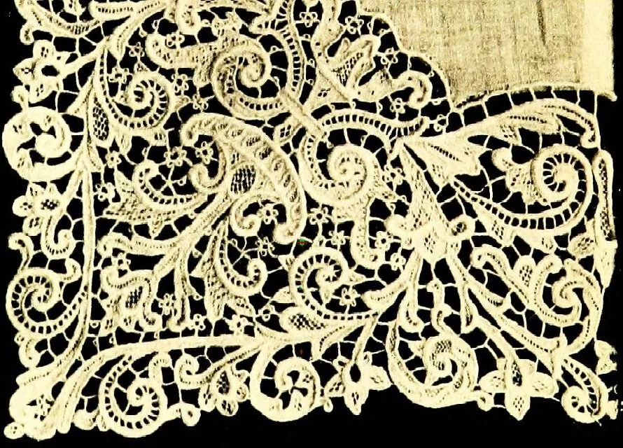 An illustration from A renascence of the Irish art of lace-making. Illustrated by photographic reproductions of Irish laces, made from new and specially designed patterns, 1888, leaf 28