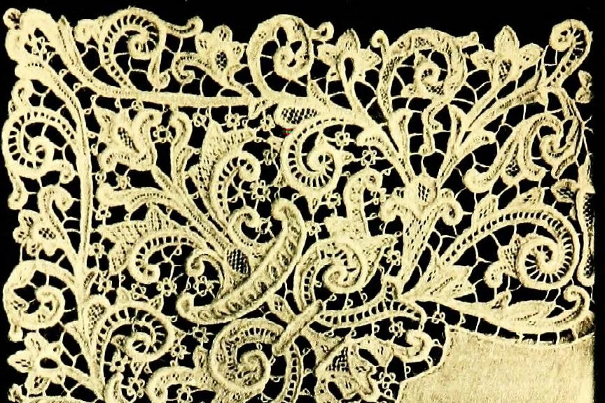 An illustration from A renascence of the Irish art of lace-making. Illustrated by photographic reproductions of Irish laces, made from new and specially designed patterns, 1888, leaf 28
