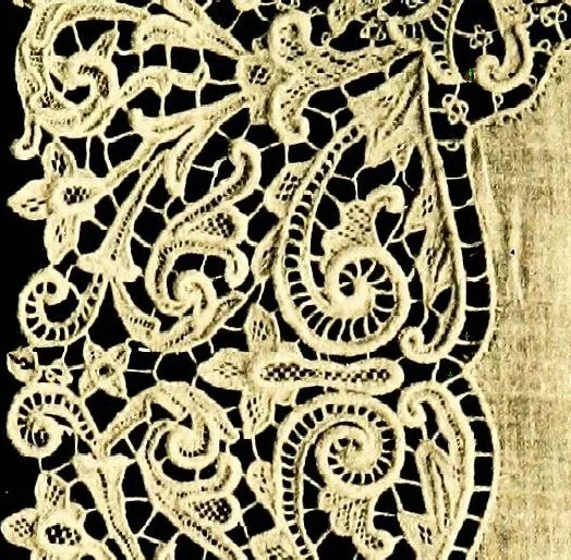 An illustration from A renascence of the Irish art of lace-making. Illustrated by photographic reproductions of Irish laces, made from new and specially designed patterns, 1888, leaf 28