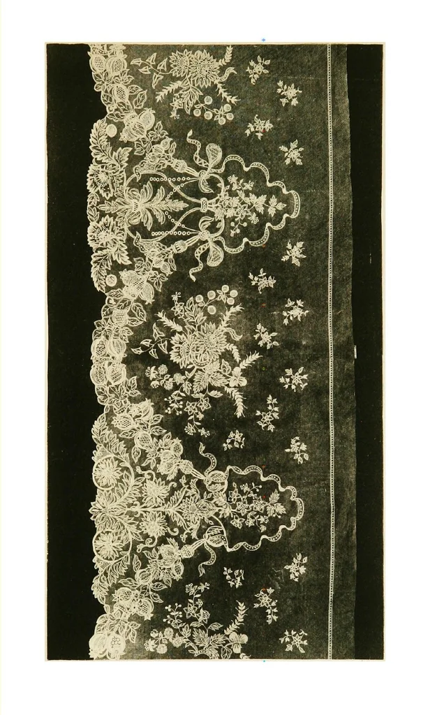 An illustration from A renascence of the Irish art of lace-making. Illustrated by photographic reproductions of Irish laces, made from new and specially designed patterns, 1888, leaf 44