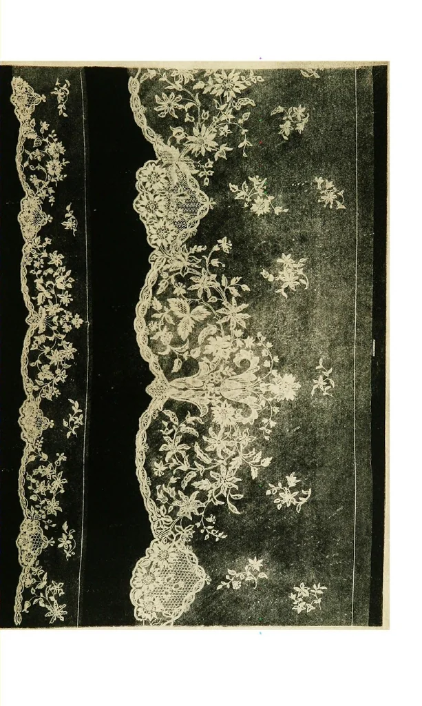 An illustration from A renascence of the Irish art of lace-making. Illustrated by photographic reproductions of Irish laces, made from new and specially designed patterns, 1888, leaf 56
