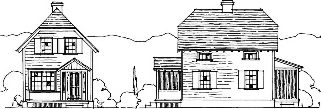 An illustration from The housing book; containing photographic reproductions, with floor plans of workingmen's homes. One and two family houses of frame, brick, stucco and concrete construction; also four, six and nine family apartments. Showing single houses, groups and developments that have been built in various parts of the United States, 1919, leaf 111
