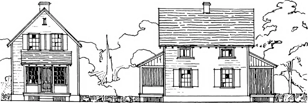 An illustration from The housing book; containing photographic reproductions, with floor plans of workingmen's homes. One and two family houses of frame, brick, stucco and concrete construction; also four, six and nine family apartments. Showing single houses, groups and developments that have been built in various parts of the United States, 1919, leaf 112