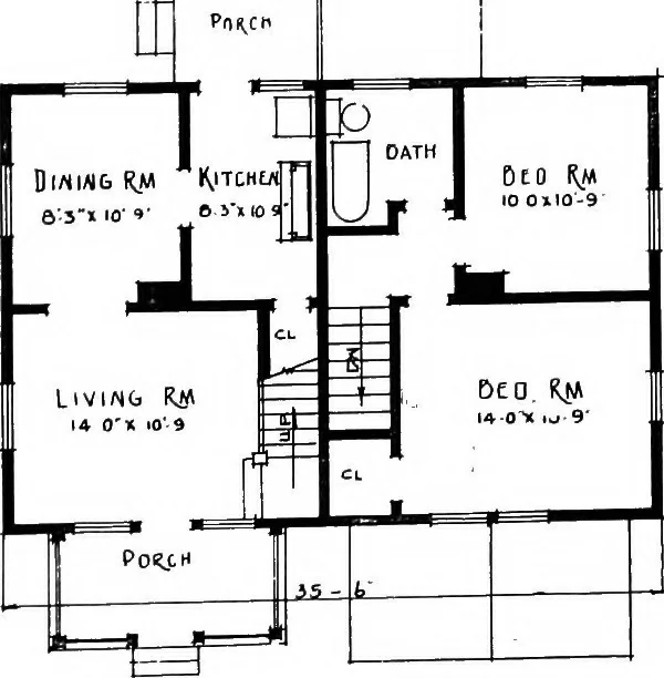 An illustration from The housing book; containing photographic reproductions, with floor plans of workingmen's homes. One and two family houses of frame, brick, stucco and concrete construction; also four, six and nine family apartments. Showing single houses, groups and developments that have been built in various parts of the United States, 1919, leaf 112