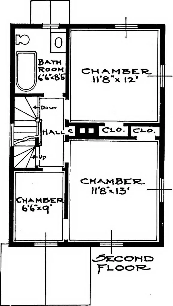 An illustration from The housing book; containing photographic reproductions, with floor plans of workingmen's homes. One and two family houses of frame, brick, stucco and concrete construction; also four, six and nine family apartments. Showing single houses, groups and developments that have been built in various parts of the United States, 1919, leaf 118