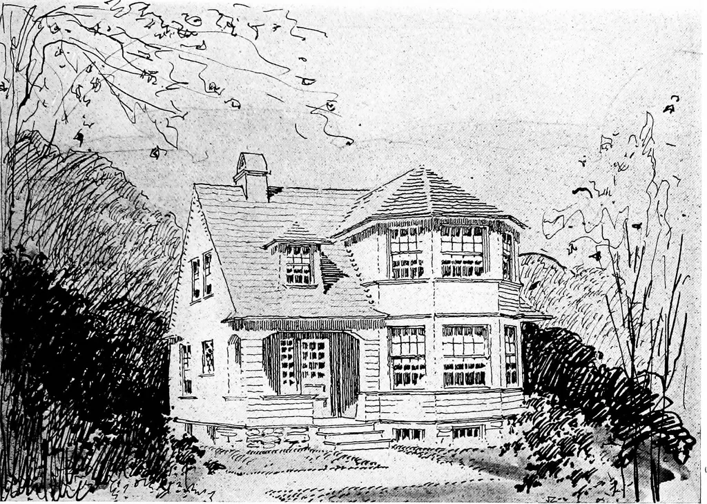 An illustration from The housing book; containing photographic reproductions, with floor plans of workingmen's homes. One and two family houses of frame, brick, stucco and concrete construction; also four, six and nine family apartments. Showing single houses, groups and developments that have been built in various parts of the United States, 1919, leaf 120