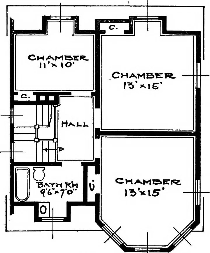 An illustration from The housing book; containing photographic reproductions, with floor plans of workingmen's homes. One and two family houses of frame, brick, stucco and concrete construction; also four, six and nine family apartments. Showing single houses, groups and developments that have been built in various parts of the United States, 1919, leaf 120