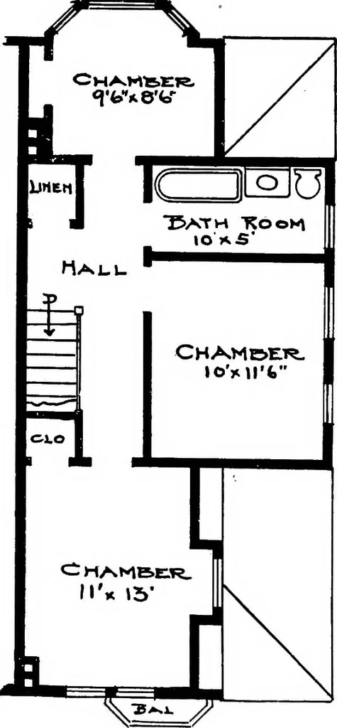 An illustration from The housing book; containing photographic reproductions, with floor plans of workingmen's homes. One and two family houses of frame, brick, stucco and concrete construction; also four, six and nine family apartments. Showing single houses, groups and developments that have been built in various parts of the United States, 1919, leaf 121