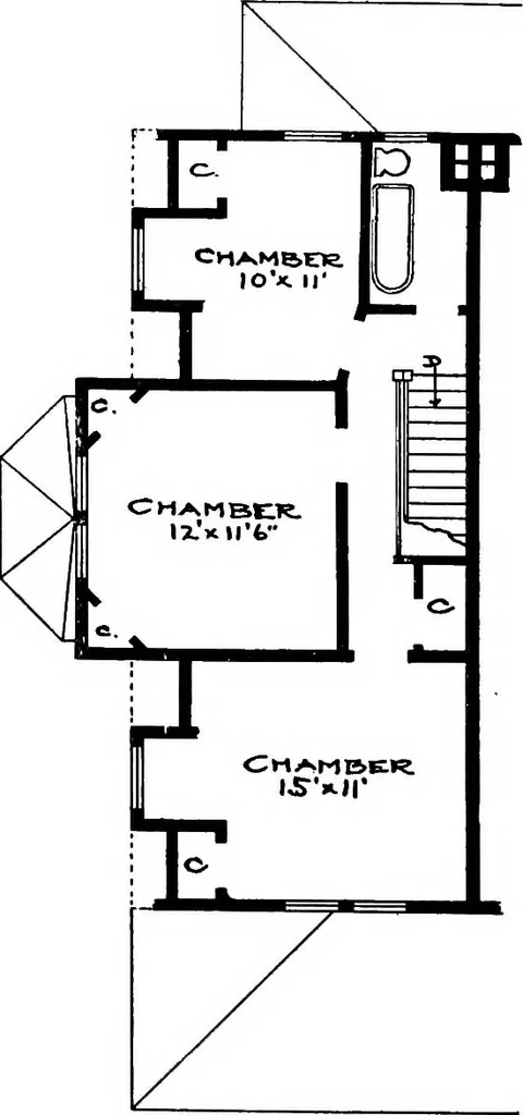 An illustration from The housing book; containing photographic reproductions, with floor plans of workingmen's homes. One and two family houses of frame, brick, stucco and concrete construction; also four, six and nine family apartments. Showing single houses, groups and developments that have been built in various parts of the United States, 1919, leaf 123