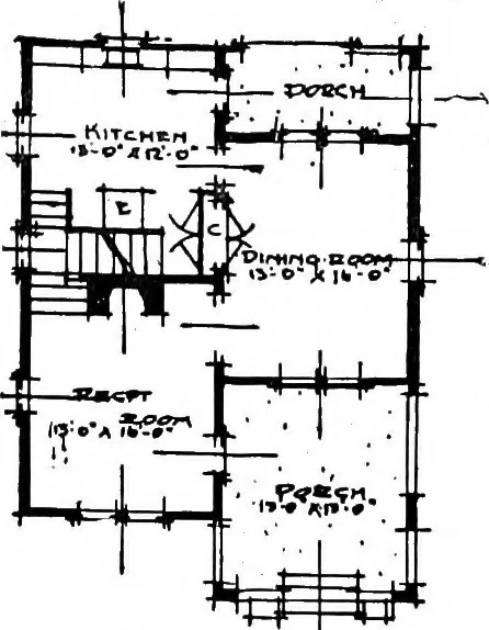 An illustration from The housing book; containing photographic reproductions, with floor plans of workingmen's homes. One and two family houses of frame, brick, stucco and concrete construction; also four, six and nine family apartments. Showing single houses, groups and developments that have been built in various parts of the United States, 1919, leaf 126