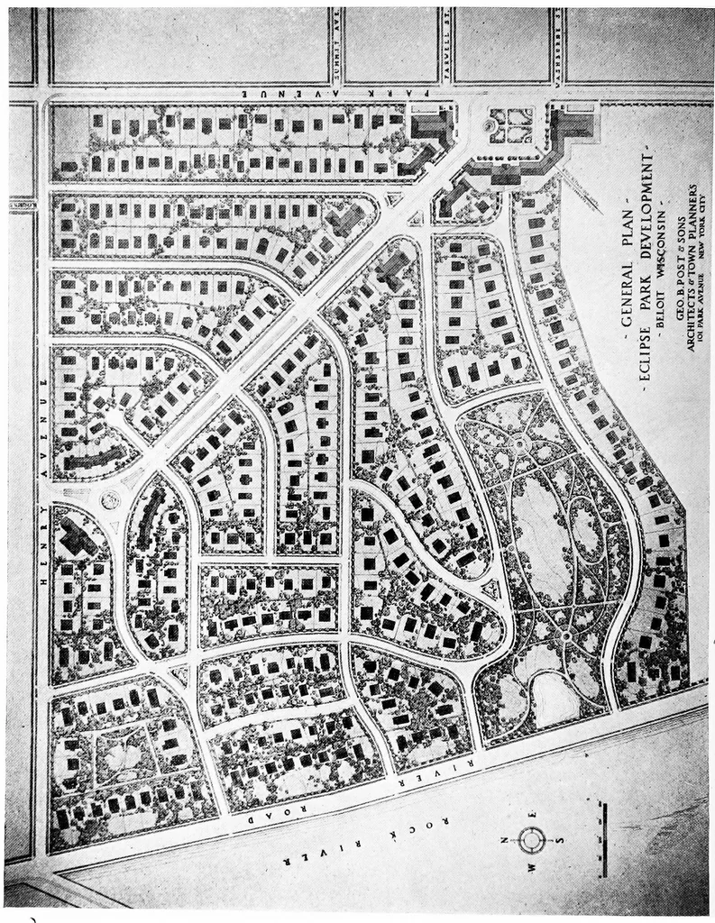 An illustration from The housing book; containing photographic reproductions, with floor plans of workingmen's homes. One and two family houses of frame, brick, stucco and concrete construction; also four, six and nine family apartments. Showing single houses, groups and developments that have been built in various parts of the United States, 1919, leaf 29