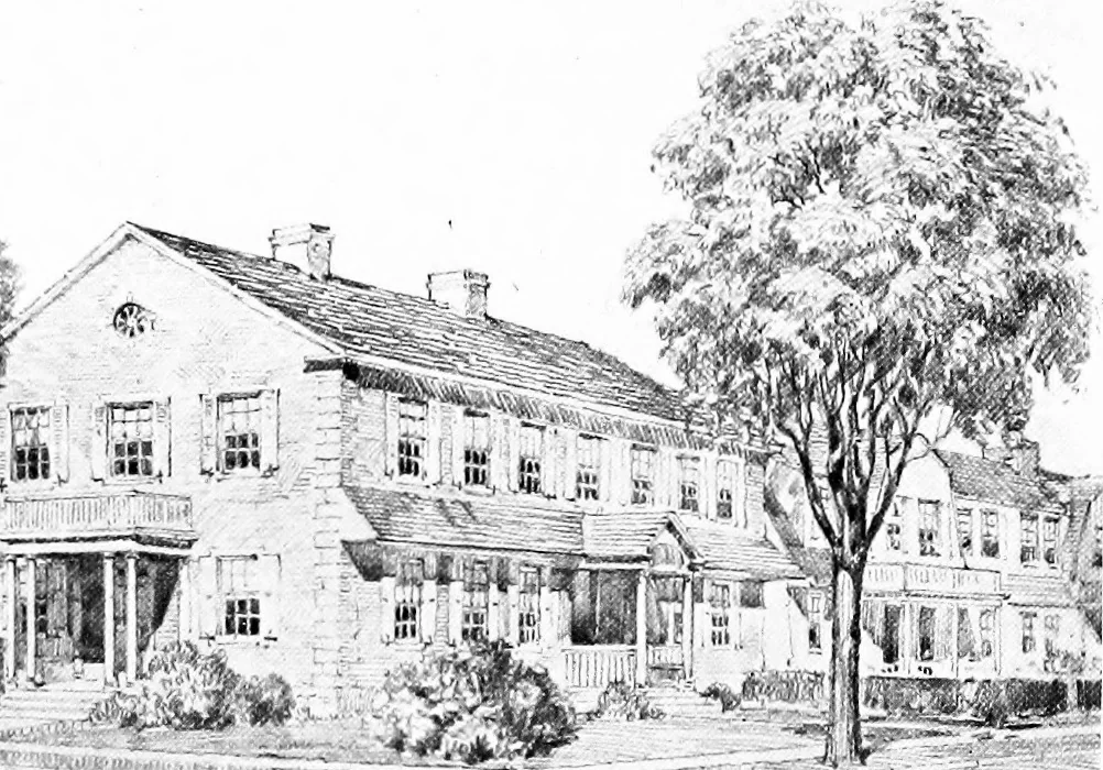 An illustration from The housing book; containing photographic reproductions, with floor plans of workingmen's homes. One and two family houses of frame, brick, stucco and concrete construction; also four, six and nine family apartments. Showing single houses, groups and developments that have been built in various parts of the United States, 1919, leaf 48