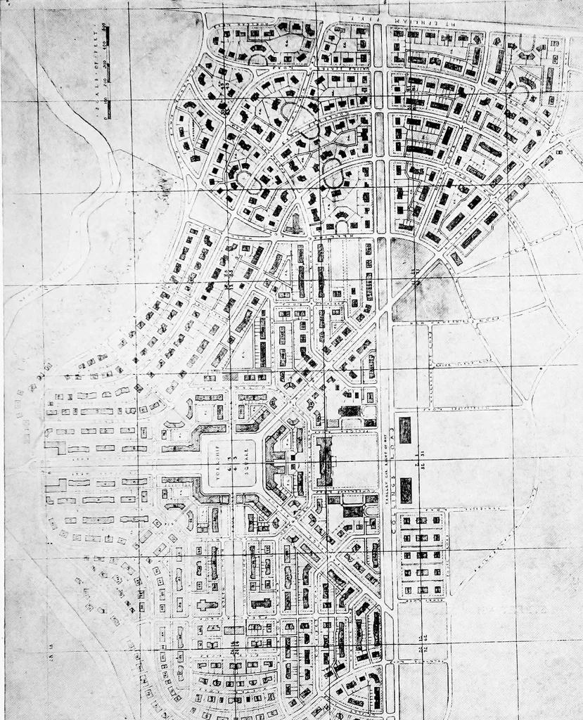An illustration from The housing book; containing photographic reproductions, with floor plans of workingmen's homes. One and two family houses of frame, brick, stucco and concrete construction; also four, six and nine family apartments. Showing single houses, groups and developments that have been built in various parts of the United States, 1919, leaf 78