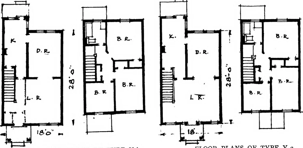 An illustration from The housing book; containing photographic reproductions, with floor plans of workingmen's homes. One and two family houses of frame, brick, stucco and concrete construction; also four, six and nine family apartments. Showing single houses, groups and developments that have been built in various parts of the United States, 1919, leaf 80