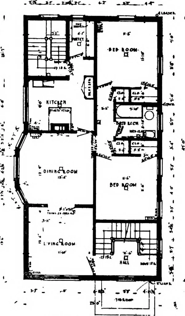 An illustration from The housing book; containing photographic reproductions, with floor plans of workingmen's homes. One and two family houses of frame, brick, stucco and concrete construction; also four, six and nine family apartments. Showing single houses, groups and developments that have been built in various parts of the United States, 1919, leaf 85