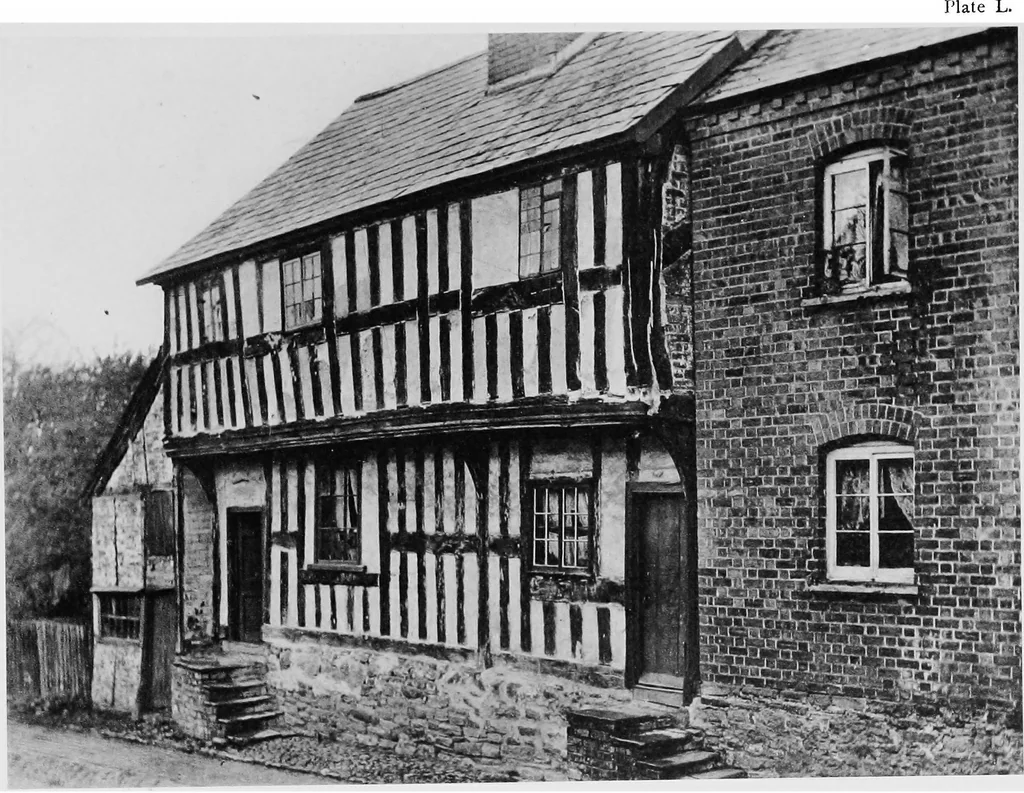 An illustration from Old cottages, farm houses, and other half-timber buildings in Shropshire, Herefordshire, and Cheshire, 1904, leaf 154