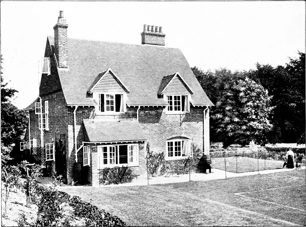 An illustration from Country cottages and week-end homes, by J. H. Elder-Duncan ... with numerous illustrations and plans of cottages by well-known architects, 1912, leaf 105