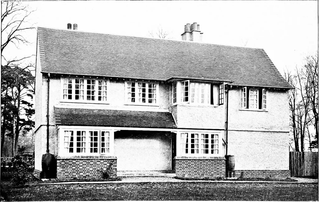 An illustration from Country cottages and week-end homes, by J. H. Elder-Duncan ... with numerous illustrations and plans of cottages by well-known architects, 1912, leaf 106