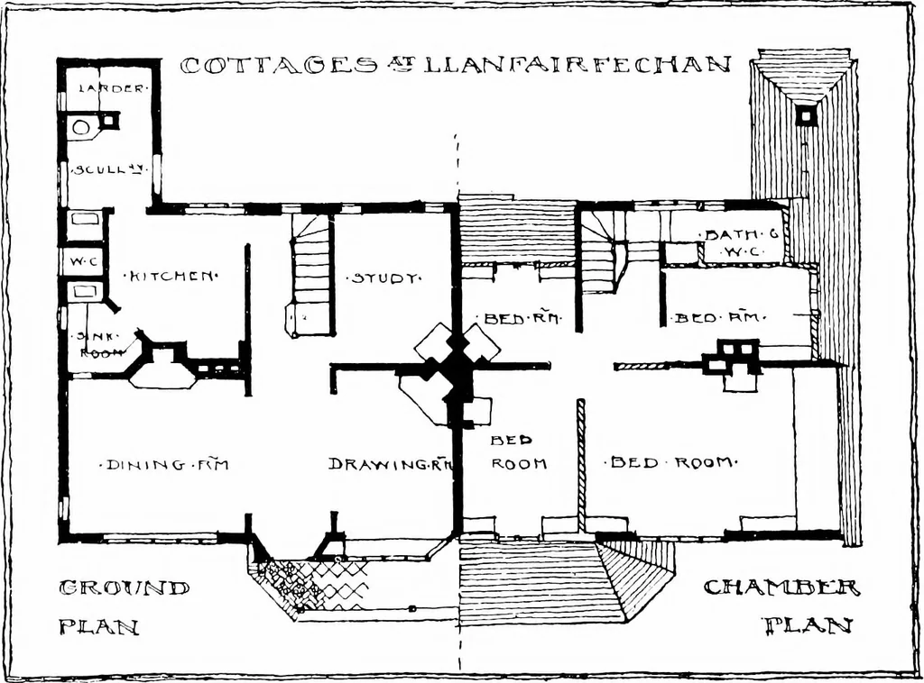 An illustration from Country cottages and week-end homes, by J. H. Elder-Duncan ... with numerous illustrations and plans of cottages by well-known architects, 1912, leaf 114