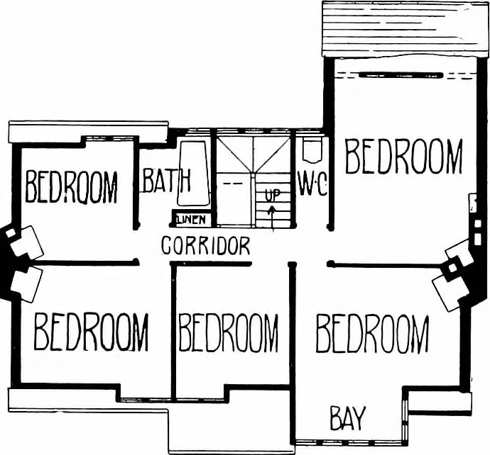 An illustration from Country cottages and week-end homes, by J. H. Elder-Duncan ... with numerous illustrations and plans of cottages by well-known architects, 1912, leaf 116