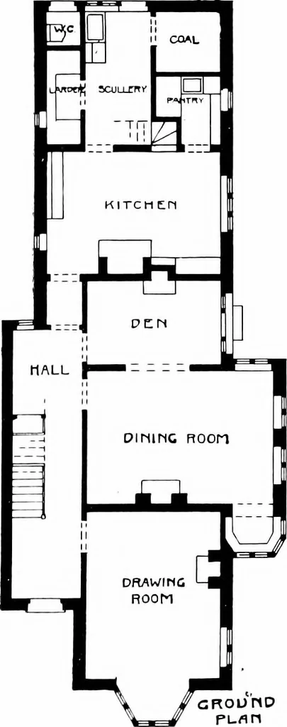 An illustration from Country cottages and week-end homes, by J. H. Elder-Duncan ... with numerous illustrations and plans of cottages by well-known architects, 1912, leaf 118