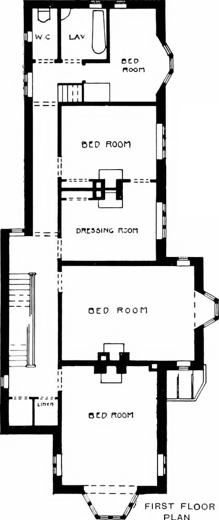 An illustration from Country cottages and week-end homes, by J. H. Elder-Duncan ... with numerous illustrations and plans of cottages by well-known architects, 1912, leaf 118