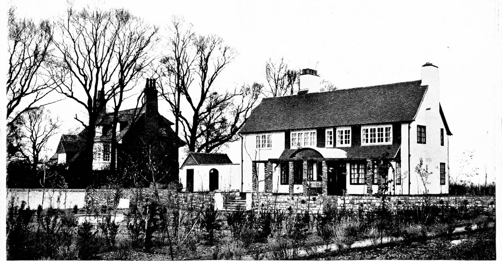An illustration from Country cottages and week-end homes, by J. H. Elder-Duncan ... with numerous illustrations and plans of cottages by well-known architects, 1912, leaf 121