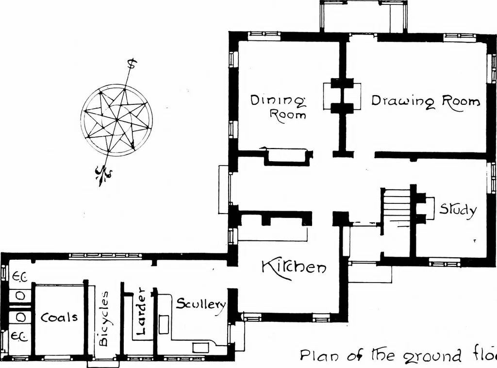 An illustration from Country cottages and week-end homes, by J. H. Elder-Duncan ... with numerous illustrations and plans of cottages by well-known architects, 1912, leaf 128