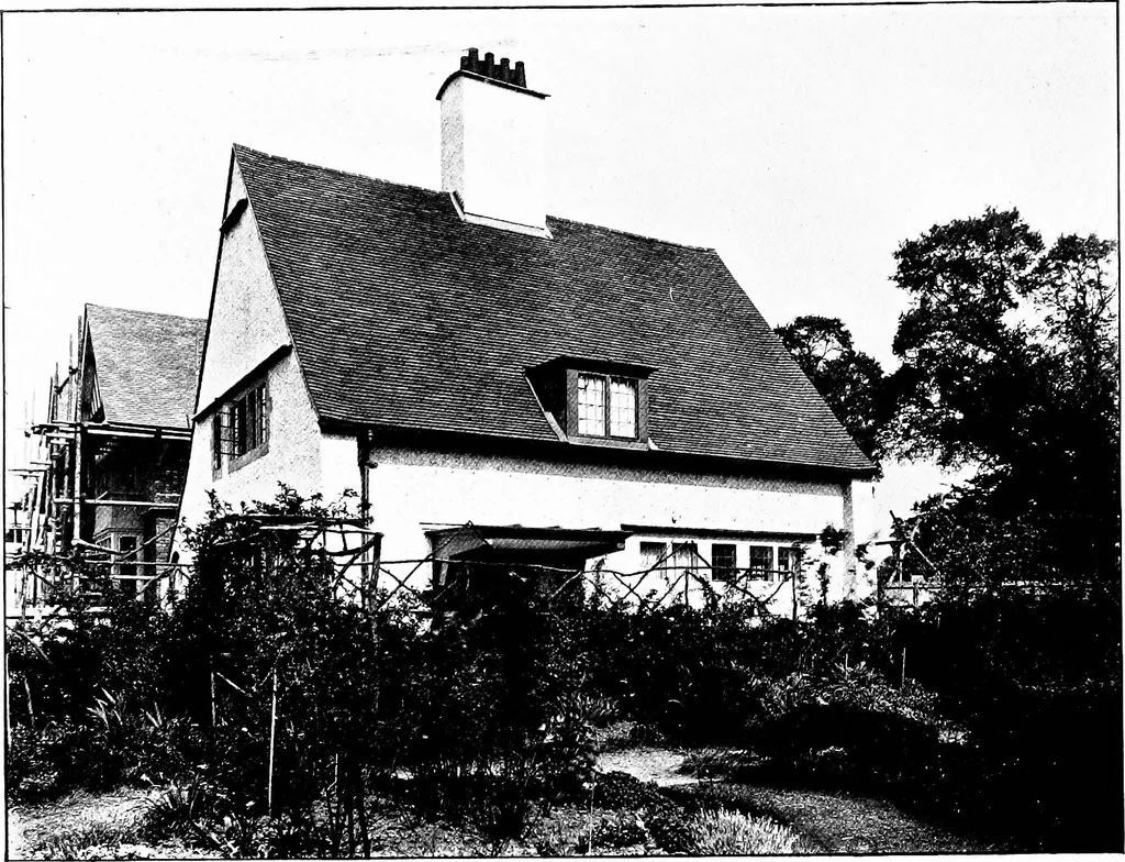 An illustration from Country cottages and week-end homes, by J. H. Elder-Duncan ... with numerous illustrations and plans of cottages by well-known architects, 1912, leaf 131