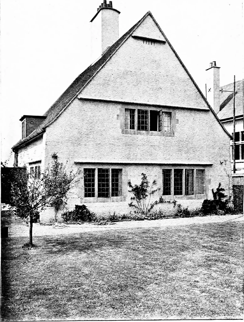 An illustration from Country cottages and week-end homes, by J. H. Elder-Duncan ... with numerous illustrations and plans of cottages by well-known architects, 1912, leaf 132