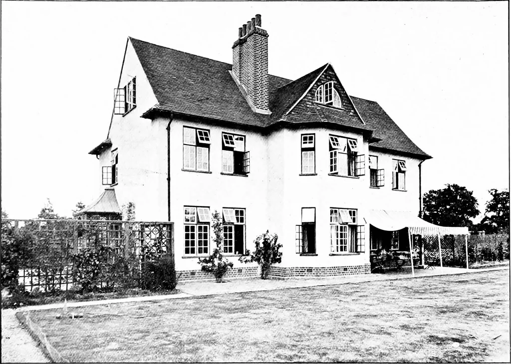 An illustration from Country cottages and week-end homes, by J. H. Elder-Duncan ... with numerous illustrations and plans of cottages by well-known architects, 1912, leaf 133
