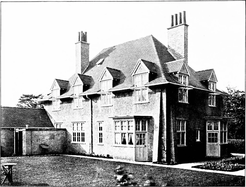 An illustration from Country cottages and week-end homes, by J. H. Elder-Duncan ... with numerous illustrations and plans of cottages by well-known architects, 1912, leaf 135