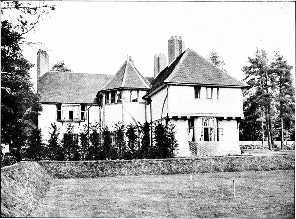An illustration from Country cottages and week-end homes, by J. H. Elder-Duncan ... with numerous illustrations and plans of cottages by well-known architects, 1912, leaf 149