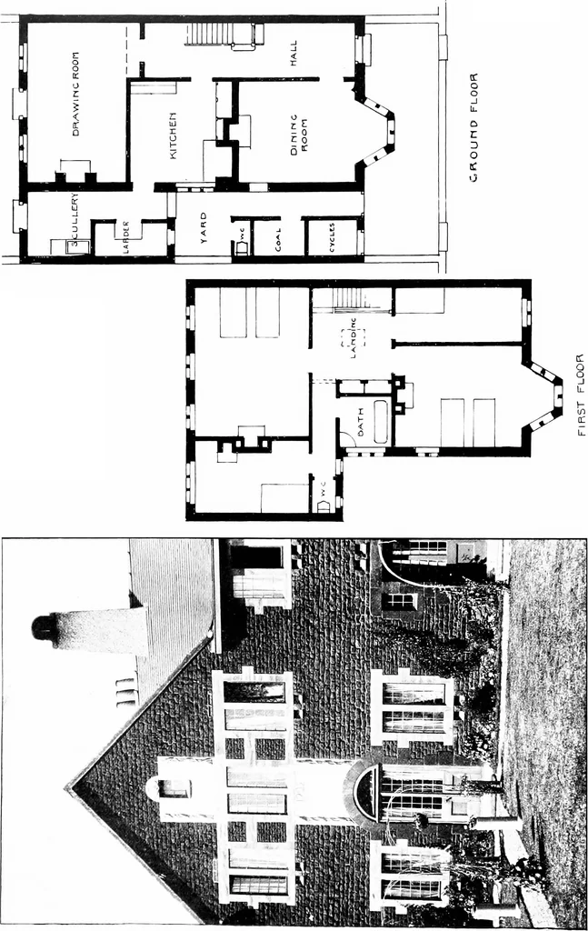 An illustration from Country cottages and week-end homes, by J. H. Elder-Duncan ... with numerous illustrations and plans of cottages by well-known architects, 1912, leaf 155