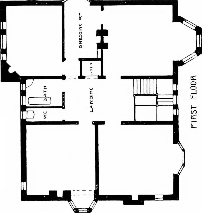An illustration from Country cottages and week-end homes, by J. H. Elder-Duncan ... with numerous illustrations and plans of cottages by well-known architects, 1912, leaf 157