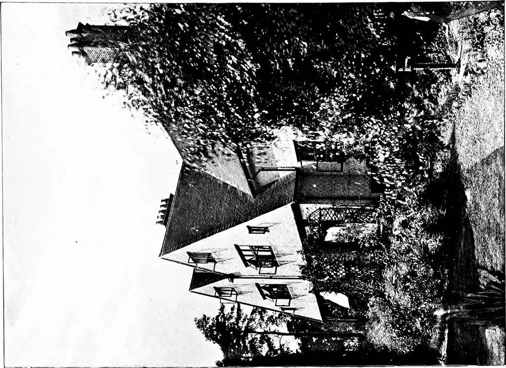 An illustration from Country cottages and week-end homes, by J. H. Elder-Duncan ... with numerous illustrations and plans of cottages by well-known architects, 1912, leaf 158