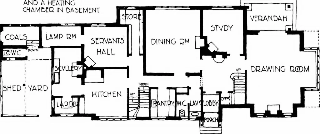 An illustration from Country cottages and week-end homes, by J. H. Elder-Duncan ... with numerous illustrations and plans of cottages by well-known architects, 1912, leaf 159