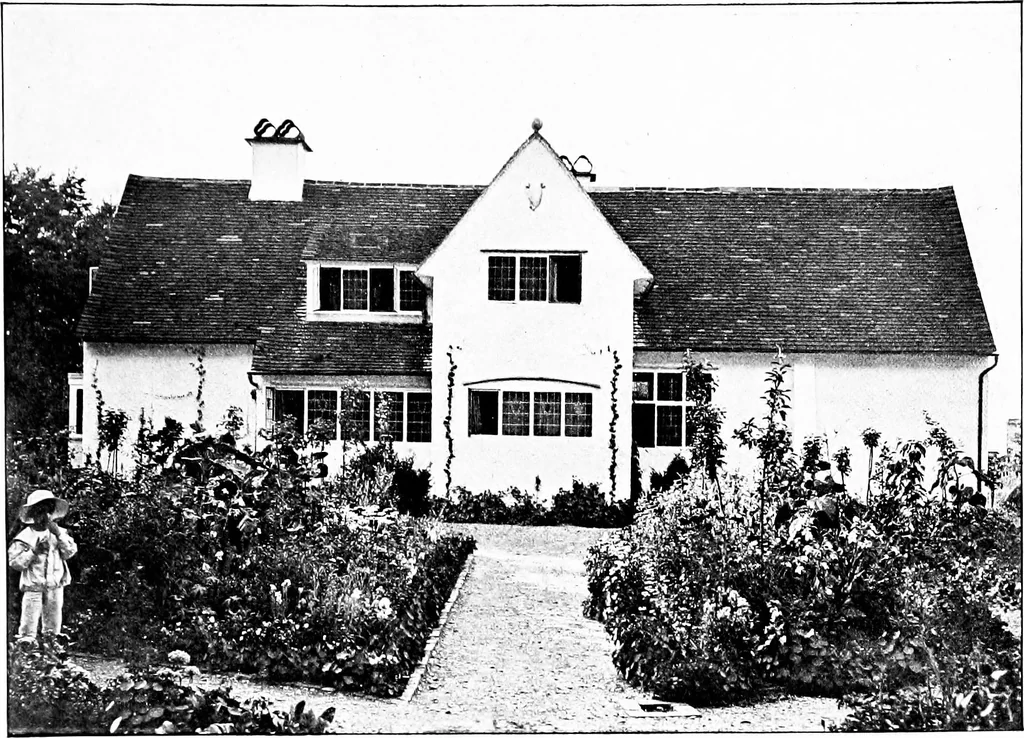 An illustration from Country cottages and week-end homes, by J. H. Elder-Duncan ... with numerous illustrations and plans of cottages by well-known architects, 1912, leaf 160