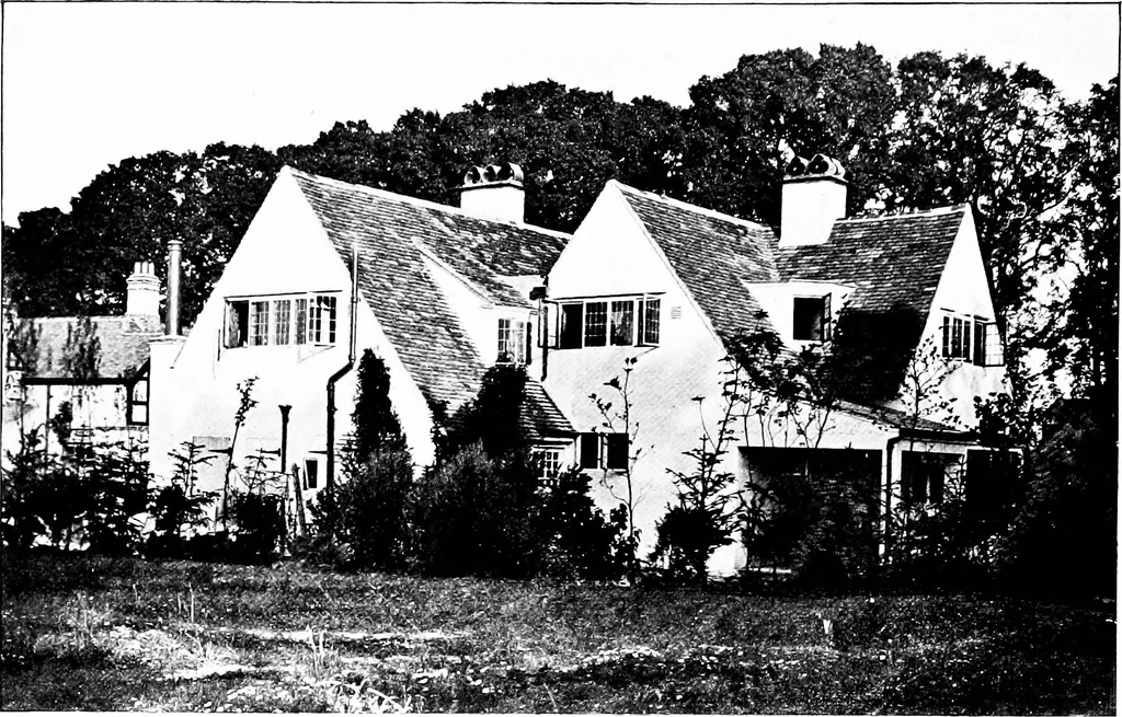An illustration from Country cottages and week-end homes, by J. H. Elder-Duncan ... with numerous illustrations and plans of cottages by well-known architects, 1912, leaf 161
