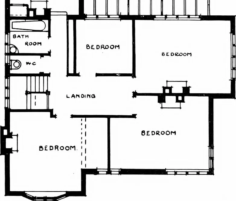 An illustration from Country cottages and week-end homes, by J. H. Elder-Duncan ... with numerous illustrations and plans of cottages by well-known architects, 1912, leaf 164