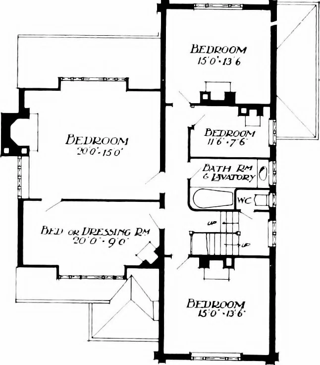 An illustration from Country cottages and week-end homes, by J. H. Elder-Duncan ... with numerous illustrations and plans of cottages by well-known architects, 1912, leaf 166